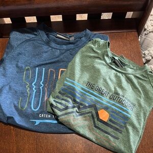 Pair of TWO Quick-Dry Color Kids Blue and Green T-Shirts - 8
